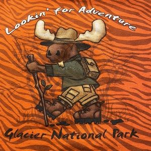 Vintage Y2K glacier national Park T-shirt looking for adventure hike moose 10 12